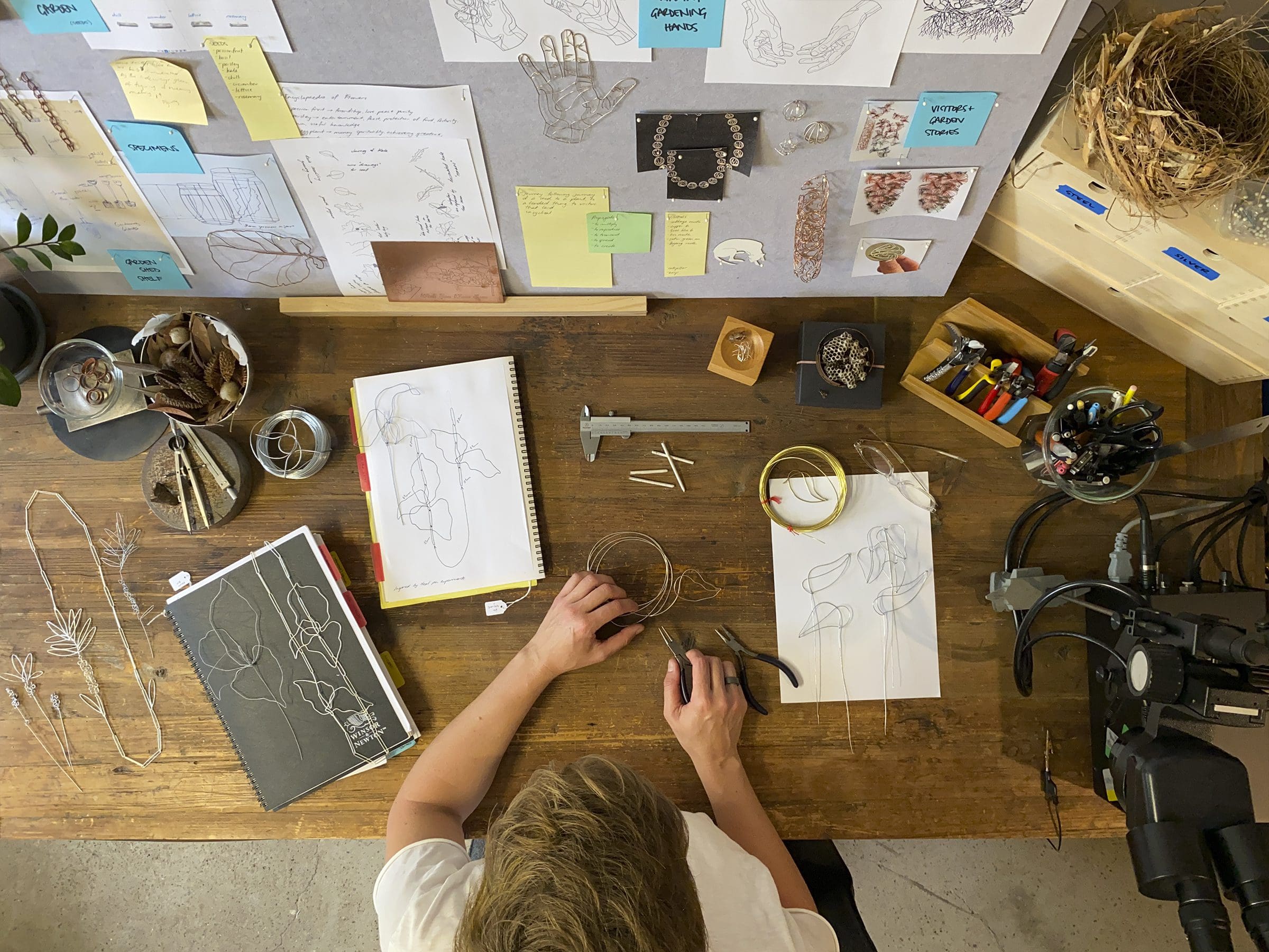 Nellie Peoples bench brainstorming.